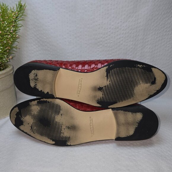 TROTTERS CHERRY RED LEATHER WOVEN LOAFERS WOMENS SIZE 9 EUC - Picture 7 of 11